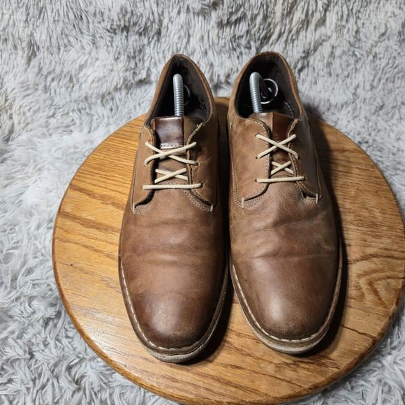 Steve Madden Harpoon Men Size 10 Tan Leather L ace Up Formal Dress Shoe Oxfords - Picture 2 of 15